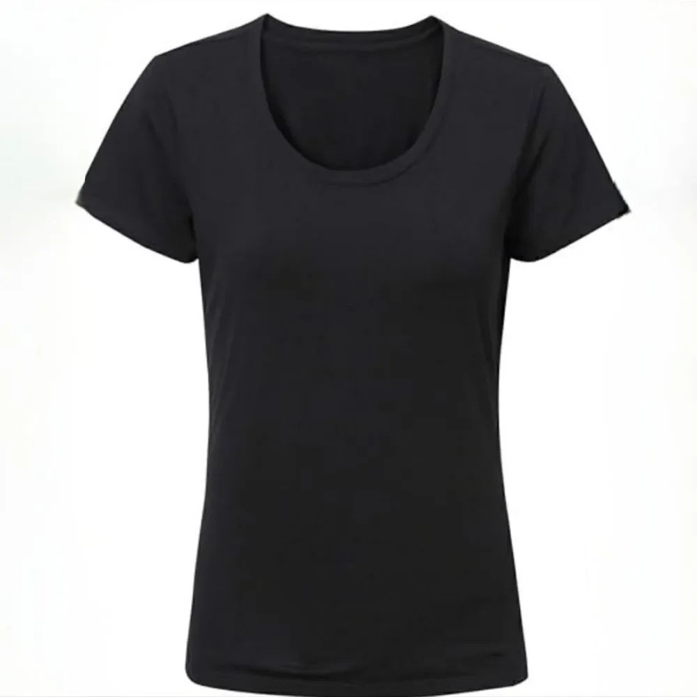 Escalier Women's Black Scoop-neck Short Sleeve Tee